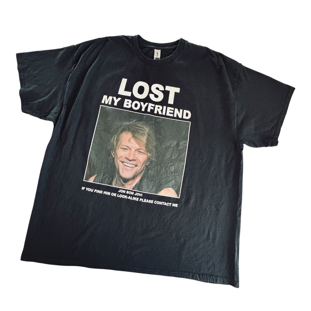 Jon Bon Jovi Lost Boyfriend Black Crewneck Short Sleeve T-Shirt Unisex Size 2XL